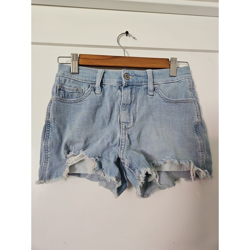 Hollister High Rise Short 3" Light Wash Distressed Cutoff Shorts Size 0 W2